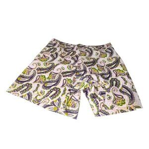 Boden Women’s 14 Shorts Paisley Green Blue Pink Multicolor Design Pockets Boho